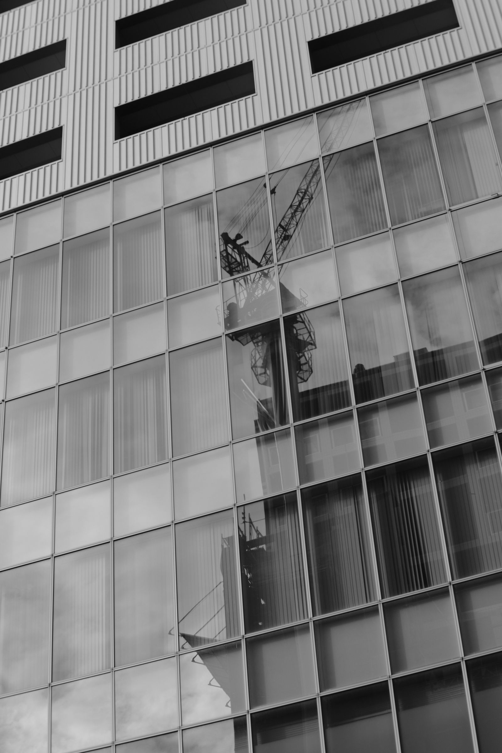 Bank, clinic and office suite storefront glass on a morning route